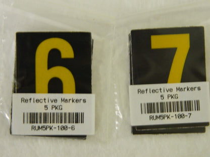 Professional Reflective Markers Numbers 1-9 Set 1-Pack of 5 Each RUM5PK-100-0-9