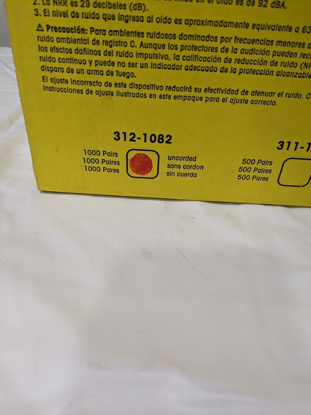 3M Ear Plugs: Cylinder, 29 dB NRR, Gen Purpose, Uncorded Qty 1000 312-1082