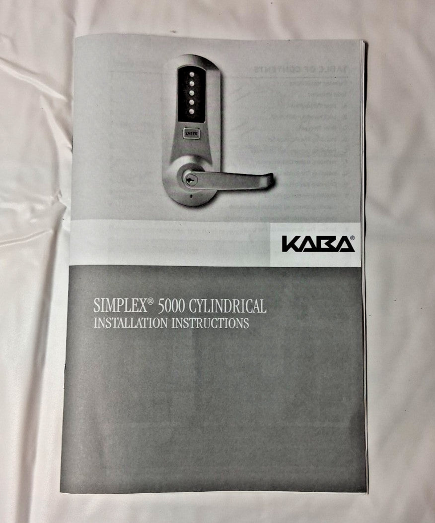 Kaba Access Push-button Lock Lever Lockset 1-3/8 to 2-1/4" 5021BWL26D41