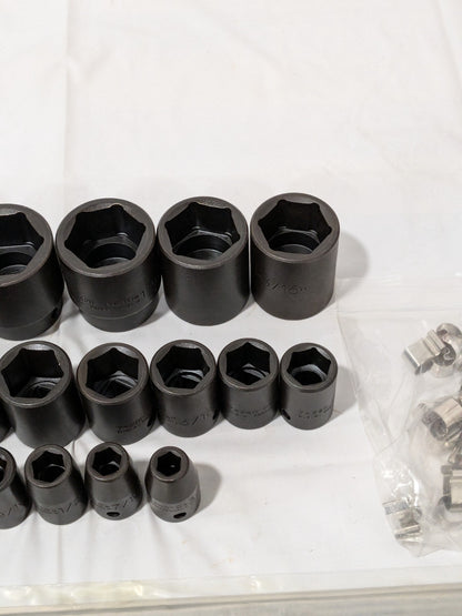 Proto Socket Set: Impact Standard, 19 Pc, 1/2" Drive, 3/8 to 1-1/2" J74106