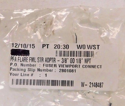 Parker PFA PTFE Plastic Compression Tube Female Straight Adapter 3/8" FAFS-