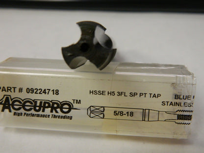 Accupro Vanadium High Speed Steel Spiral Point Tap 5/8"-18  QTY 2 9224718