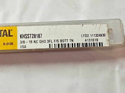 Kennametal Cobalt Spiral Flute Taps 3/8-16 UNC 3FL Bottoming Chamfer 4131019