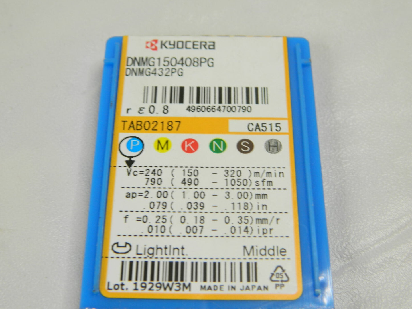 KYOCERA Turning Insert: DNMG432PG CA515, Solid Carbide Qty 10 TAB02187