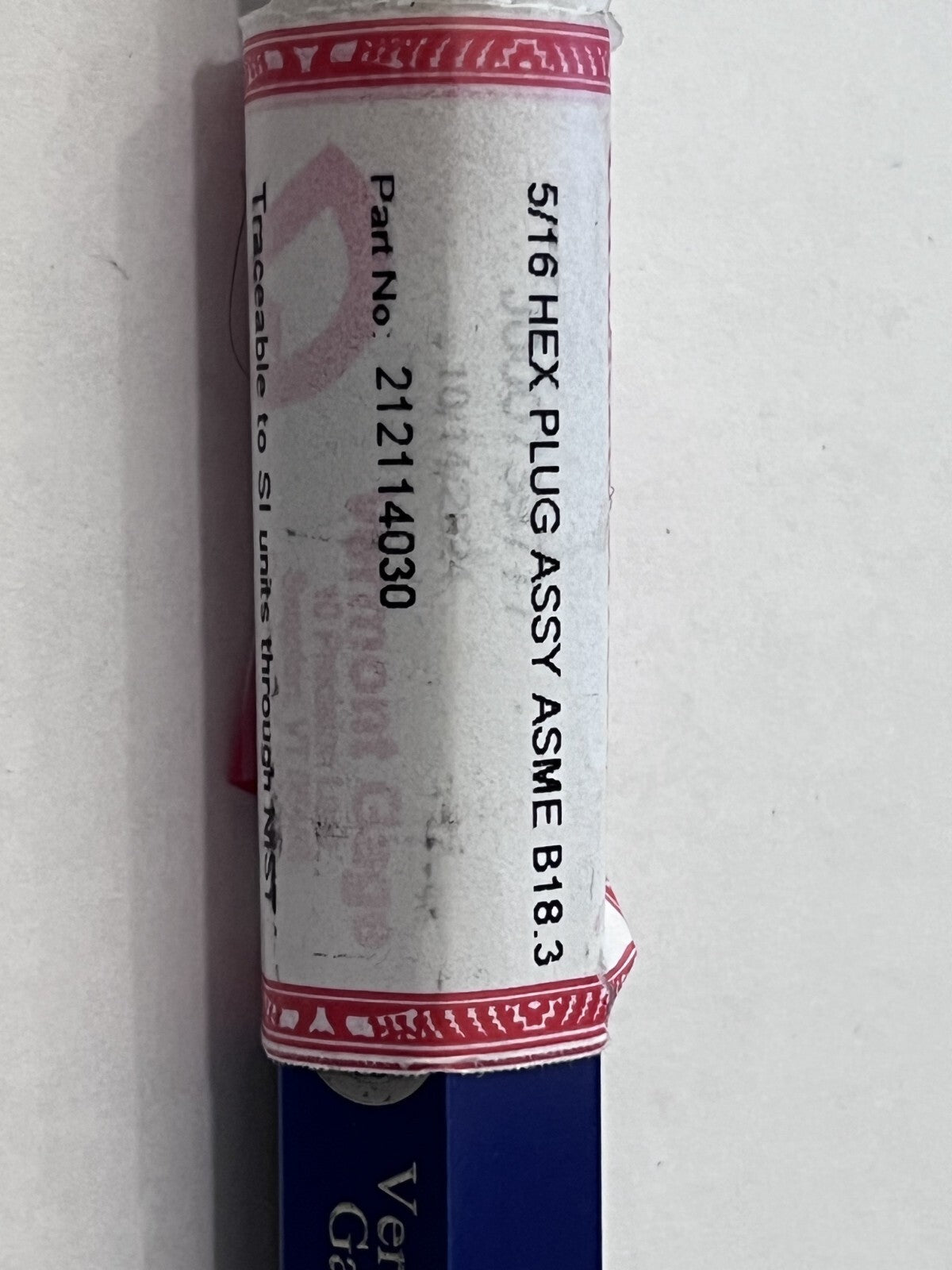 Vermont Gage Hex Plug Gage: 5/16" ASME B18.3