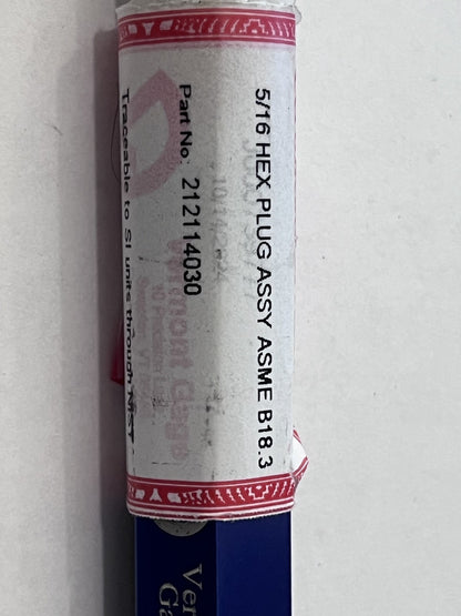 Vermont Gage Hex Plug Gage: 5/16" ASME B18.3