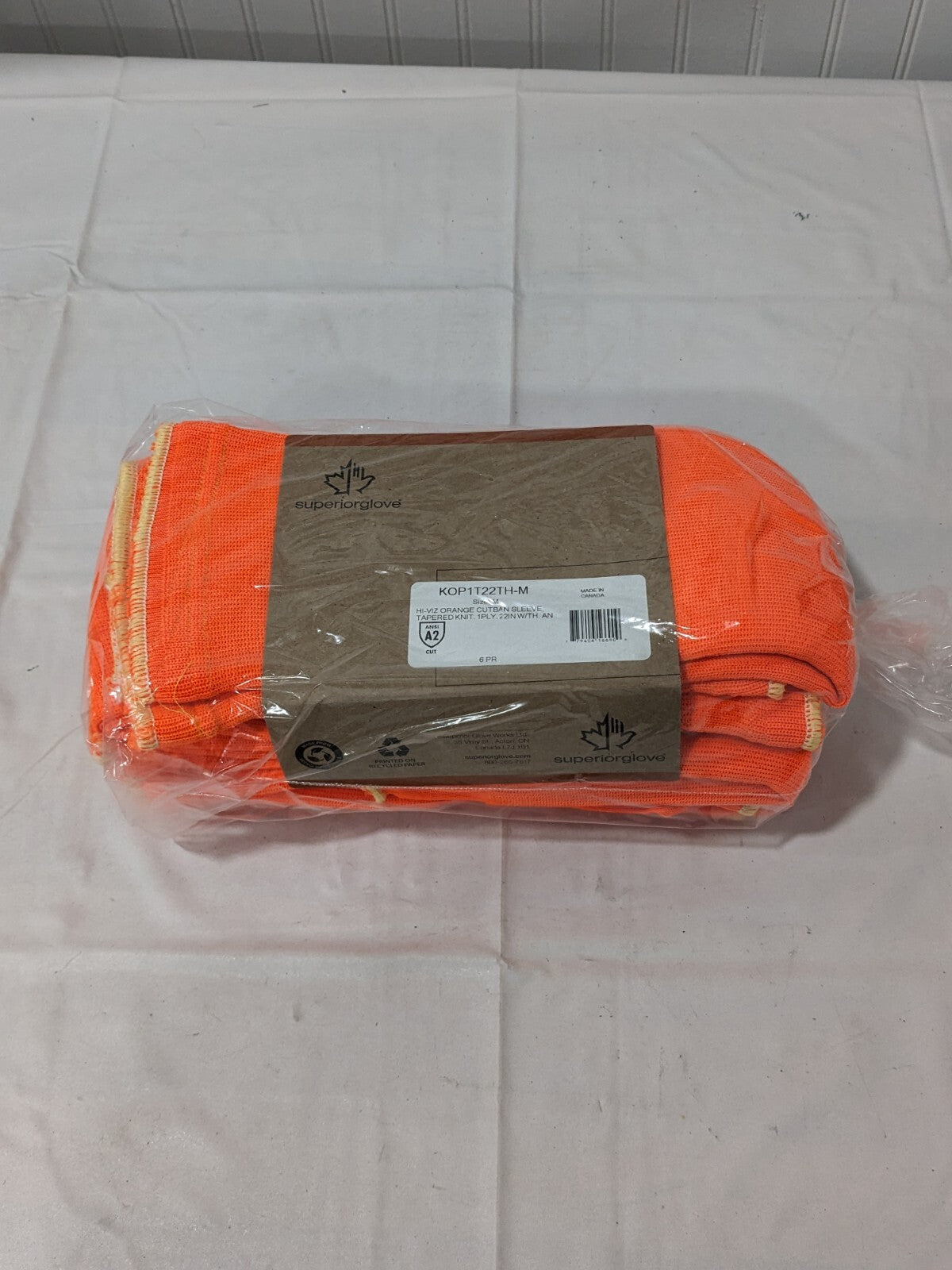 Superior Glove Cut-Resistant Sleeve, Sz M, Hi-Vis Orange, 6 Pairs KOP1T22TH-M