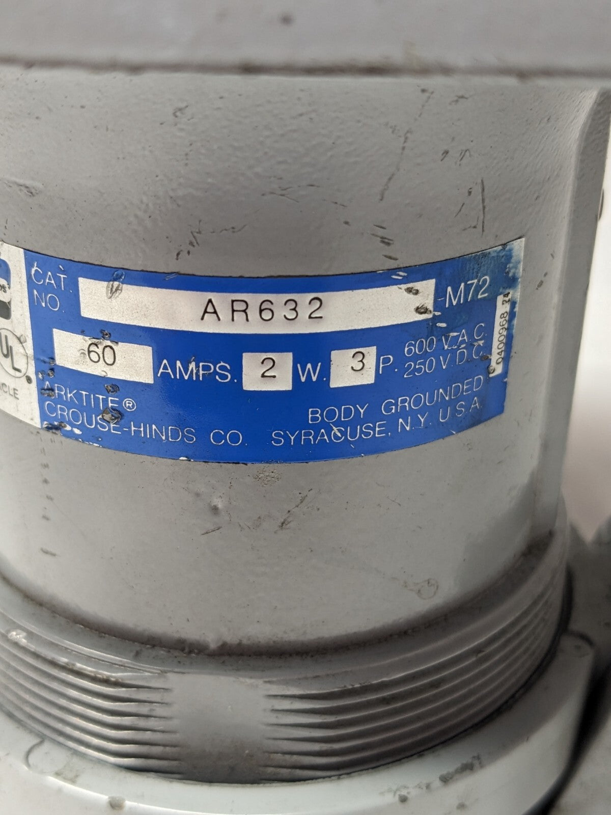 Crouse Hinds Receptacle 60 Amp , 2W , 3P AR632