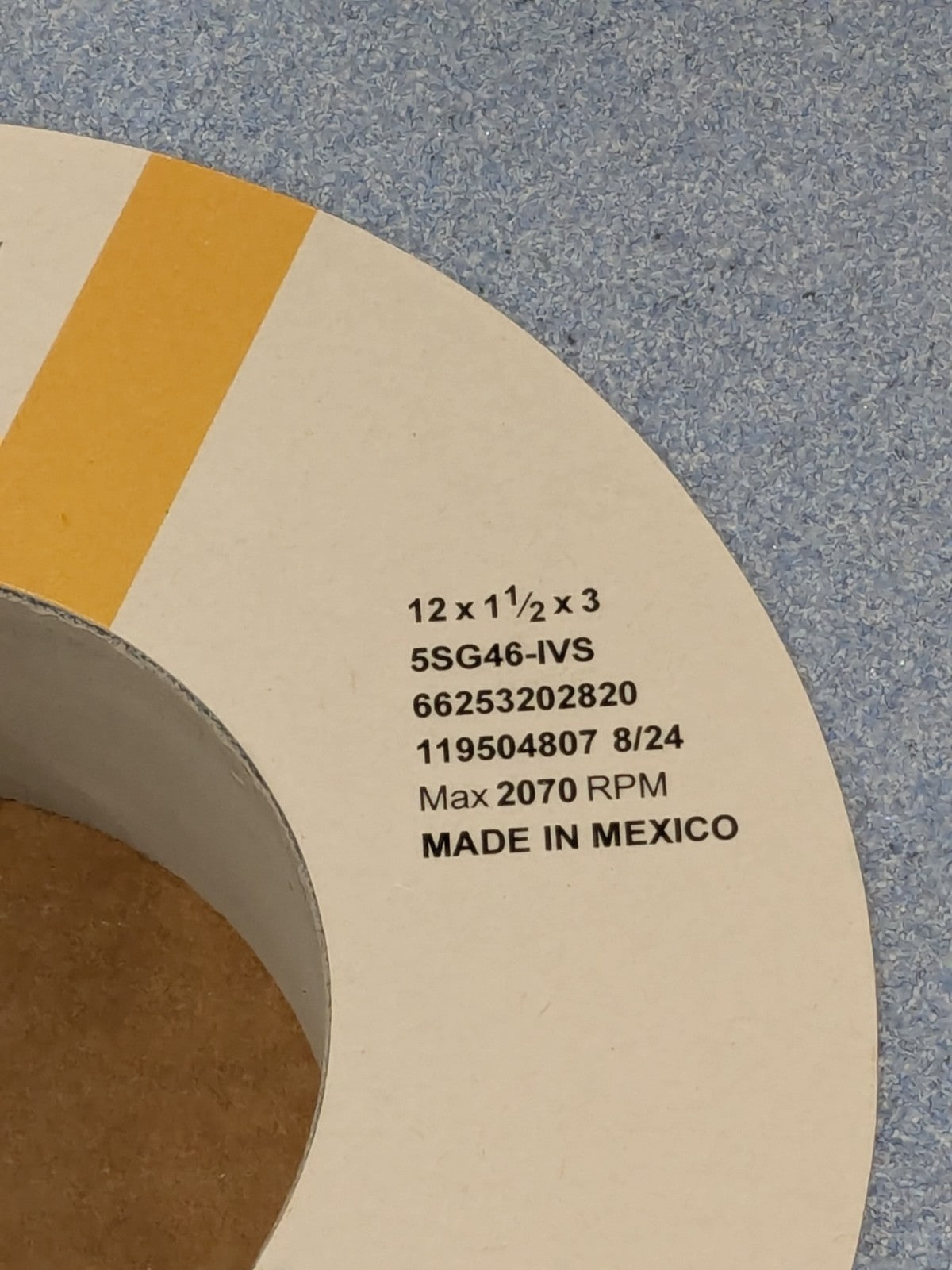 Norton Surface Grinding Wheel: 12" Dia, 1-1/2" Thick, 3" Hole, 46