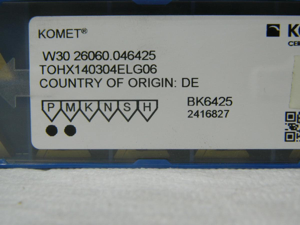 Komet Carbide Boring Insert TOHX140304 G06 Grade BK6425 Qty 10 W3026060046425O