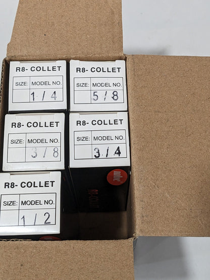 Collet Set: 5 Pc, 1/4 to 3/4" Capacity 231-0006 INCOMPLETE