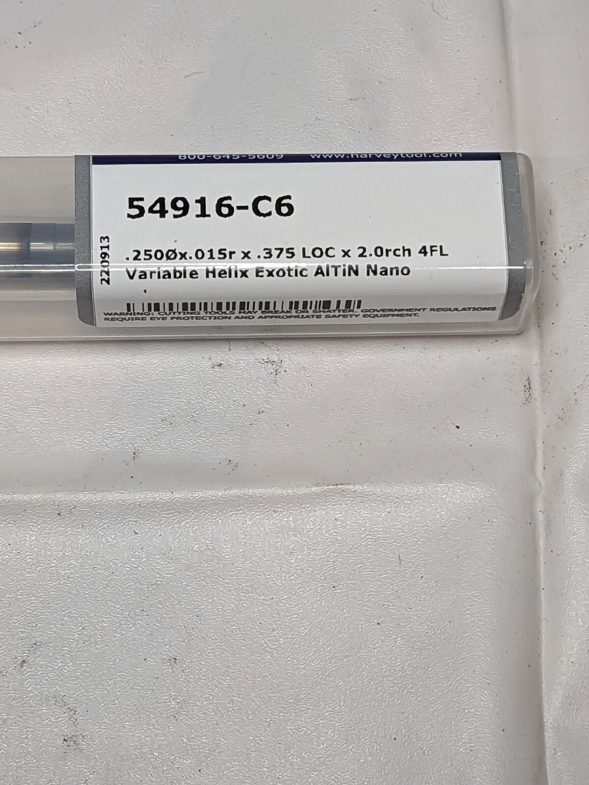 HARVEY TOOL Corner Radius End Mill: 1/4 Dia, 3/8 LOC, 1/64 Radius 54916-C6