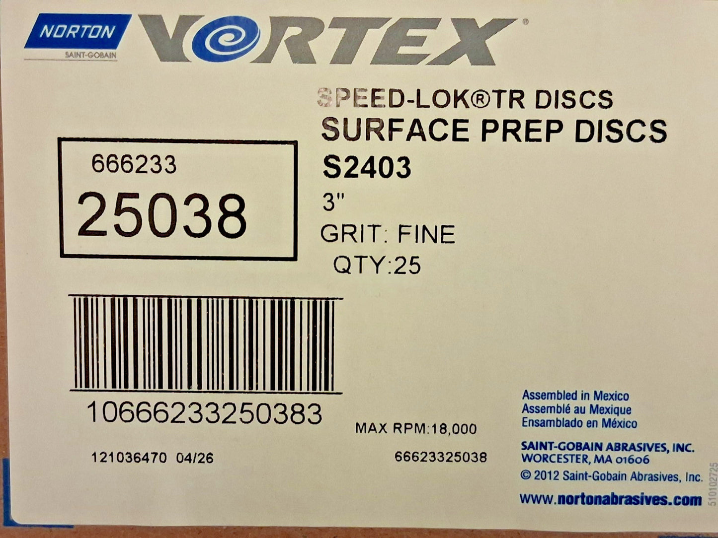 Norton Quick-Change Discs Type R 3" Dia Non-Woven 66623325038