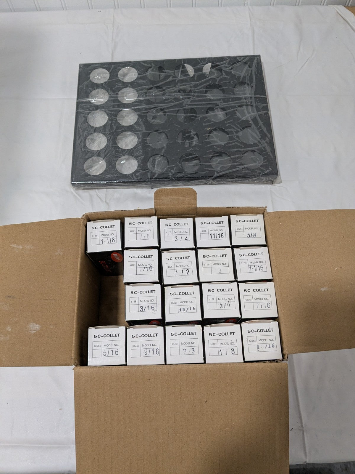 5C Collet Set With Tray: 18 Pc, 1/16 to 1-1/8" Capacity 230-8018