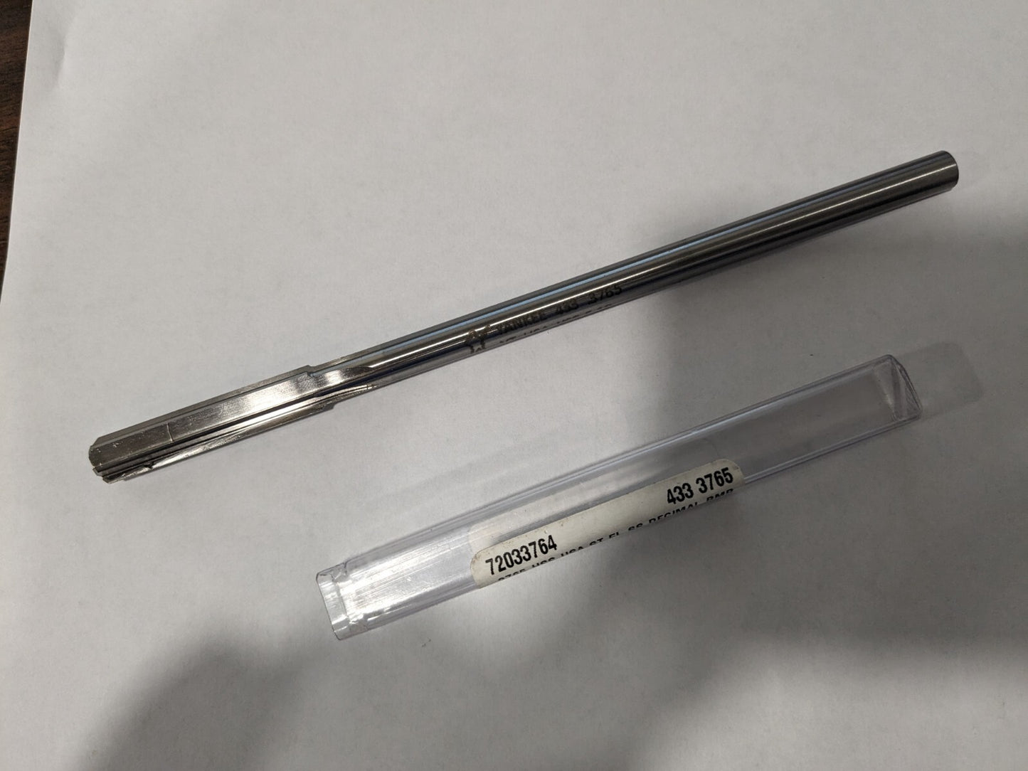 Chucking Reamer: 0.3765" Dia, 7" OAL HSS 433-0.3765