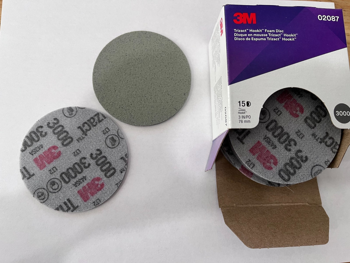 3M Hook & Loop Disc: 6" Dia, 3000 Grit, Silicon Carbide pack of 15
