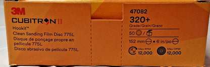 3M Cubitron II Ceramic Sanding Discs 775L 6" 320+ Grit Film QTY50 47082
