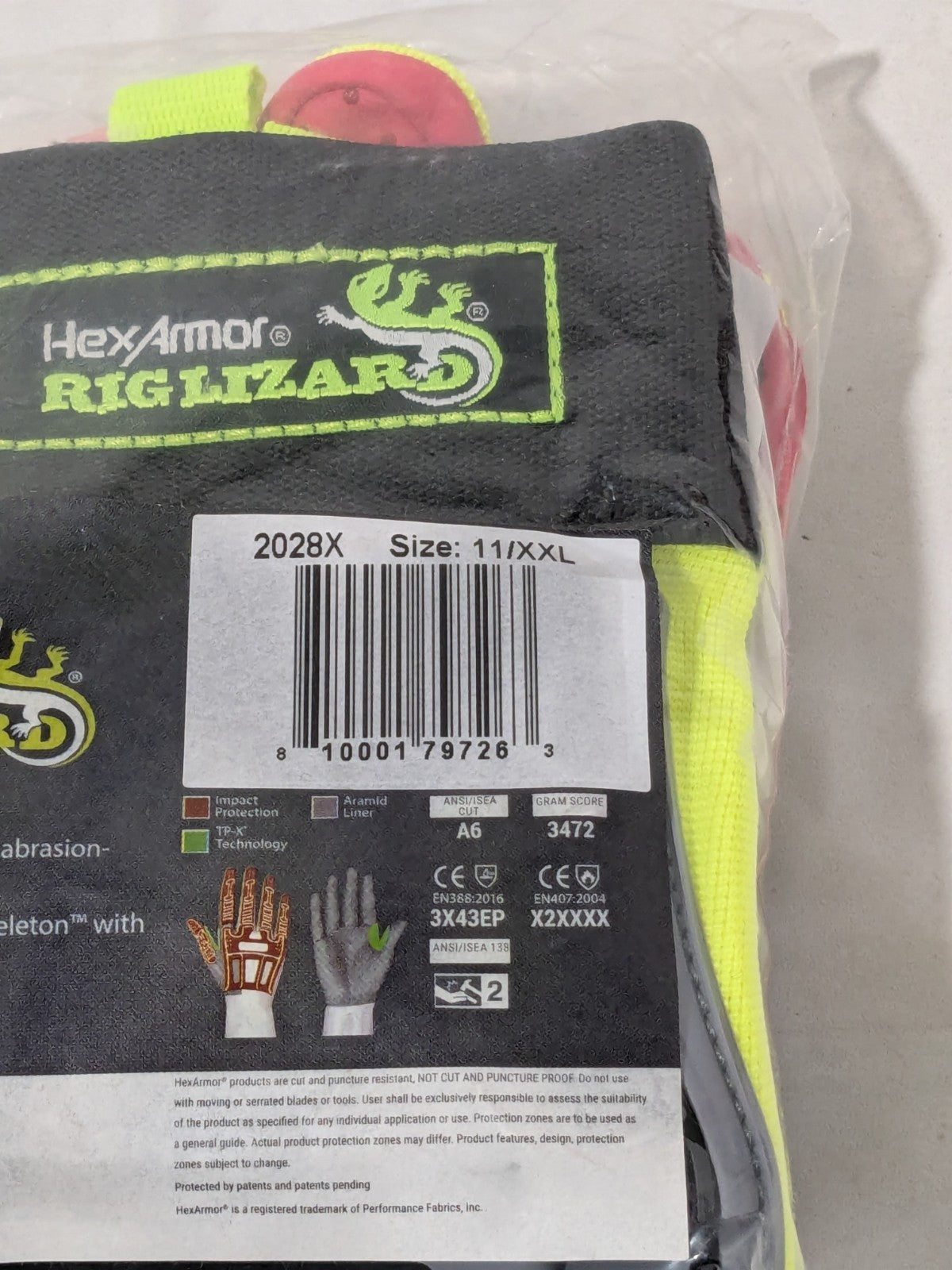 Rig Lizard Hi-Vis Yellow/Gray HPPE/Steel A6 Cut Level Sz XXL 2028X-XXL (11)