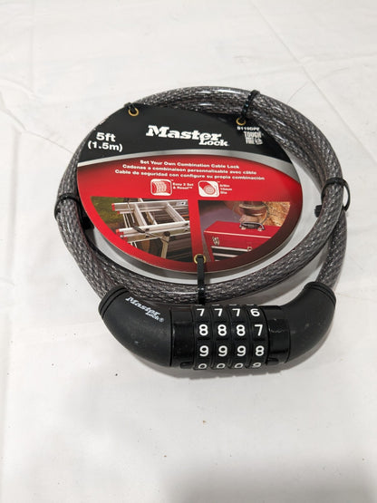 MASTER LOCK 5' Long Combination Cable Lock 3/8" Diam 8119DPF