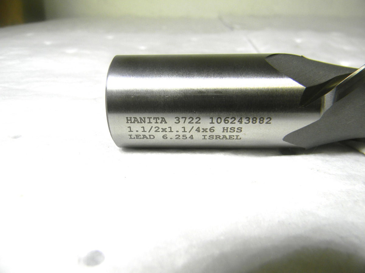 Hanita High Helix End Mill 1/2 x 1-1/4 x 6 x 8-1/2 HSS 372238009