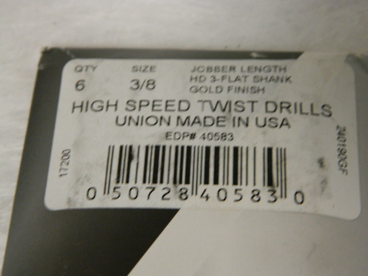 Viking Drill High Speed Jobber Length Drill 3/8" HD-3 Flat Shank Qty 12 405