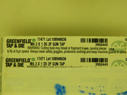 Greenfield Spiral Point Tap 5 Pack M6.3x1.00 Metric Coarse 2 Flute D5 4133361