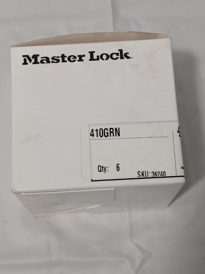 Master Lock Lockout Padlock: Keyed Different, Thermoplastic Box of 6 410GRN