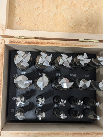 20 Pc End Mill Set: High Speed Steel, Uncoated, Single End 320-1000
