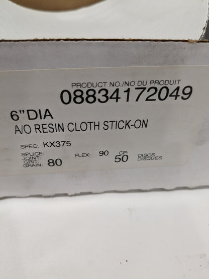 Merit 6″ Dia PSA Disc: 80 Grit, Aluminum Oxide Qty 50 08834172049