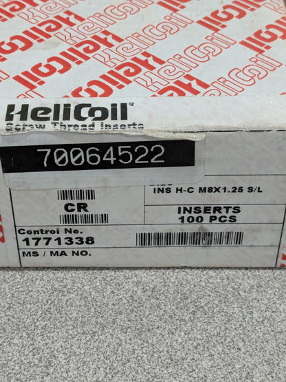 Heli-Coil Free-Running Insert: M8x1.25, 16.00 mm OAL Qty 100 70064522