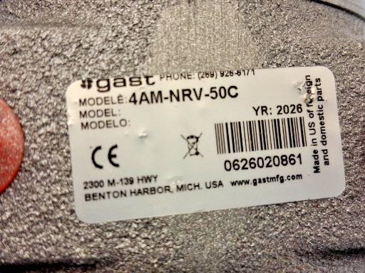 Gast Reversible NEMA 56C Air Actuated Motor 1-1/2 hp 4AM-NRV-50C