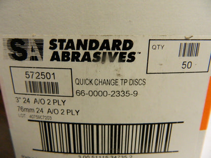 Standard 3" 24 Grit Aluminum Oxide Quick Change Disc Qty 50 572501