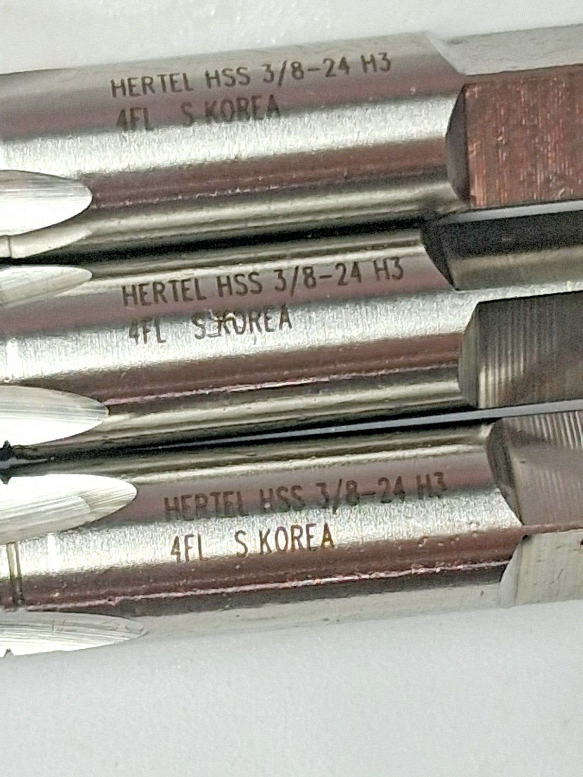 Hertel 3 Pc Hand Tap Set HSS Bright Finish 3/8-24 UNF 4FL 02385359
