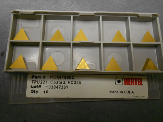 Hertel TUP221 HC335 Carbide Inserts - Box of 10 #HCX41660C