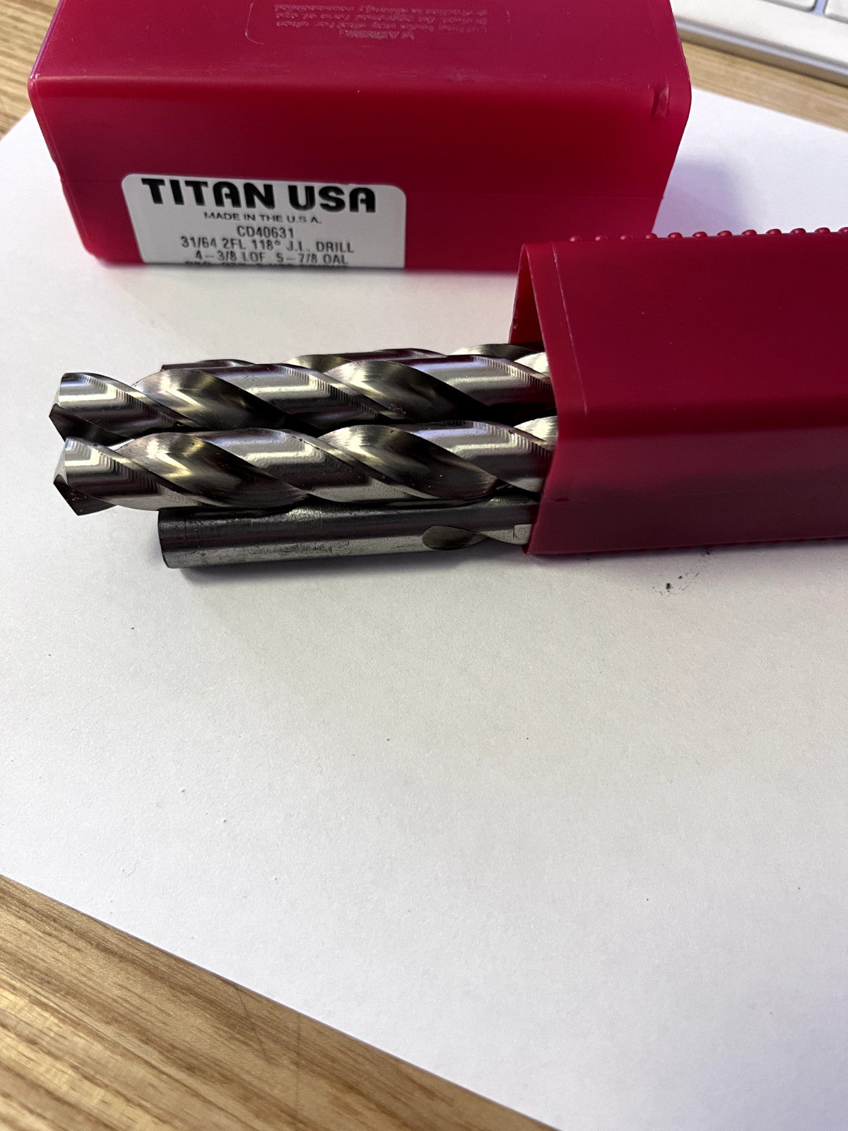 TITAN Jobber Length Drill Bit: 0.4844" Dia, 118 &deg Point, HSS 5 pack CD40631