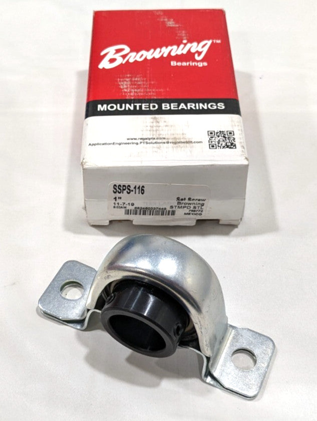 Browning Mounted Ball Bearing 1"ID  Stamped Steel with Setscrews  SSPS-116