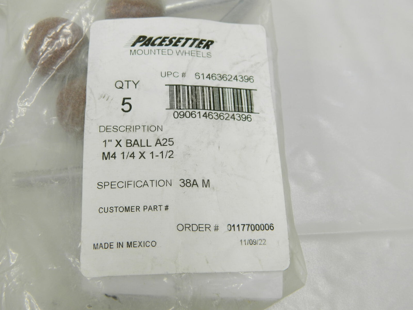Pacesetter Mounted Point 1" Thick, 1/4" Shank Dia A25 60G Med Qty 10 61463624396