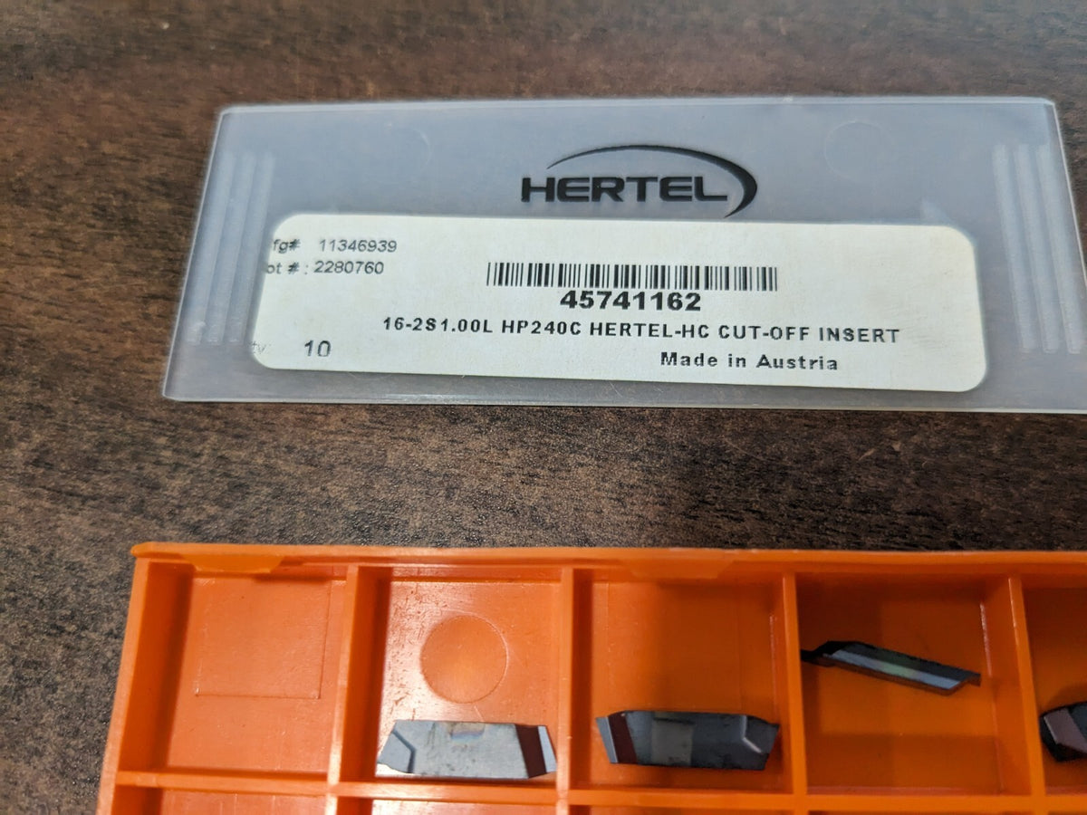 HERTEL 162S1.00L HP240C 8ct Carbide Cutoff Insert 45741162
