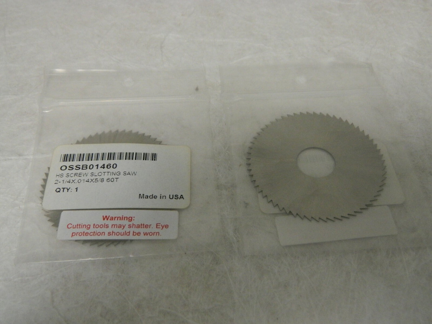 60 Tooth Slitting and Slotting Saw 2-1/4"x 0.014"x 5/8"  QTY 2 73312142