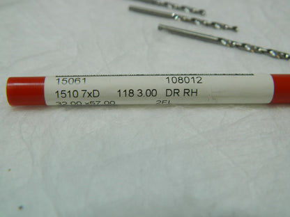 Fullerton 3.00 Mm Solid Carbide Drill 7xd Length Four Facet Se Qty 3 15061