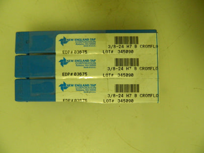 New England Tap Thread Forming Tap 3/8" - 24 Thread size 3 OAL  QTY 3 03675