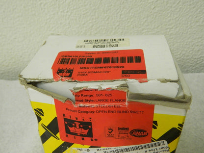 RivetKing Open End Blind Rivet 610 No.11 Wire 5/8" Grip Approx. 200 Pk SBS6