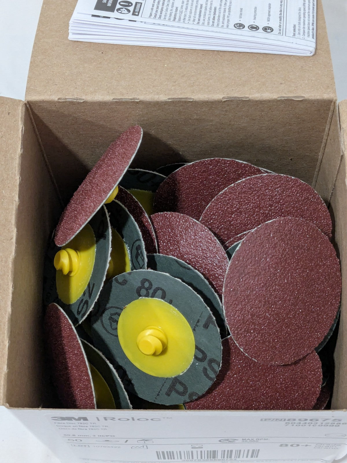 3M Fiber Disc: 2" Disc Dia, Quick Change TR (Type III), 80G Box of 50 7100100999