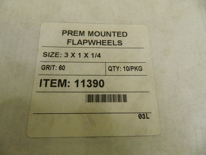 Pro Mounted Flap Wheels 10Pk 3" Dia 1" Face Width Aluminum Oxide Coated 64706039