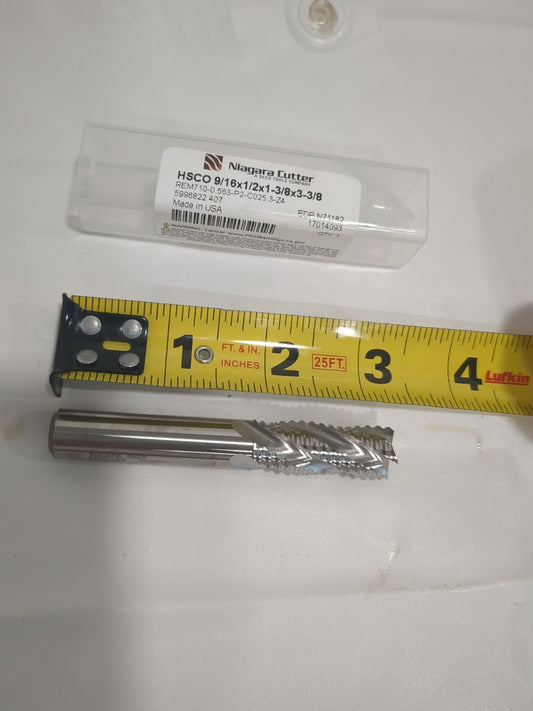 niagara cutter Roughing End Mill: 9/16" Dia, 4 Fl cobalt 17014093