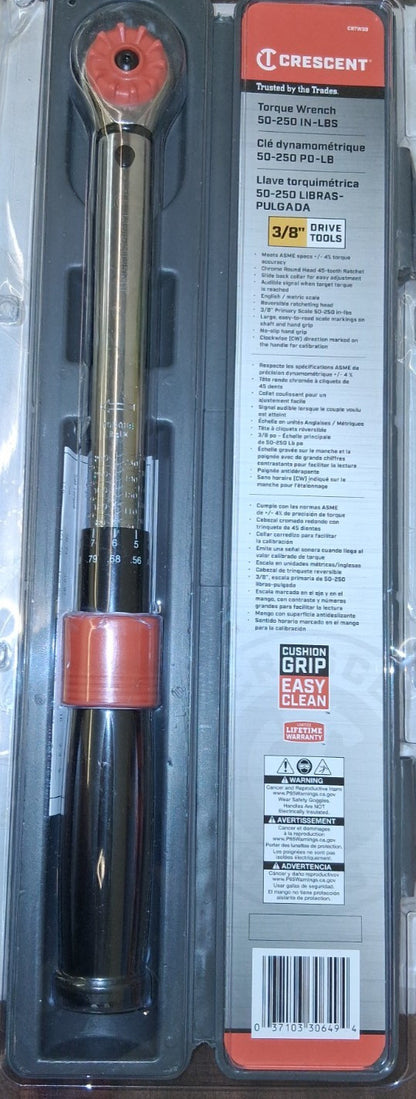 Crescent Torque Wrench 3/8 in Drive Square Drive CRTW38