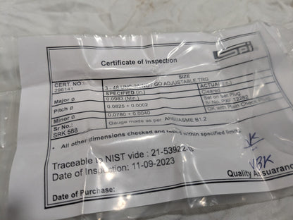 SPI Threaded Ring Gage: #3-48 Thread, Class 2A, no Go 23-123-3