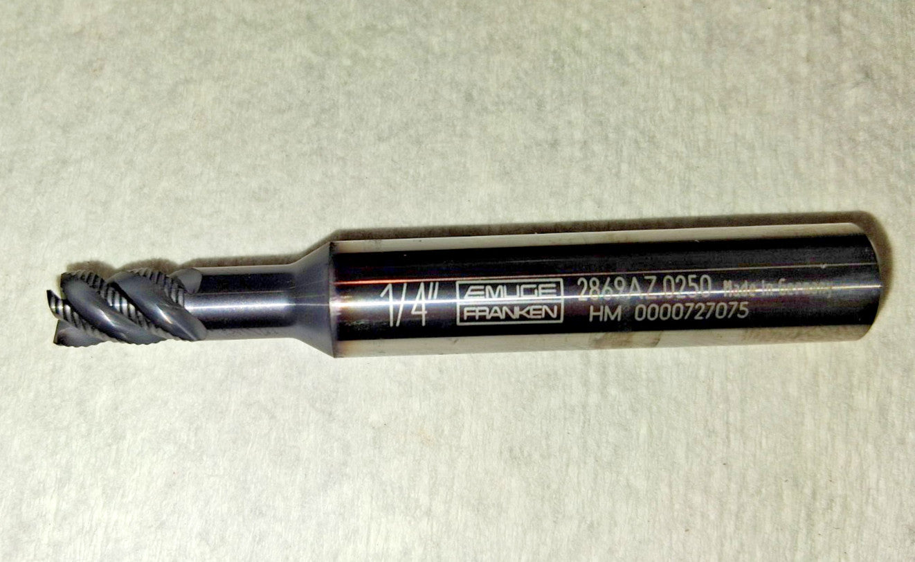 Emuge Roughing & Finishing End Mill 1/4" Dia Carbide 2869AZ.0250
