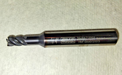 Emuge Roughing & Finishing End Mill 1/4" Dia Carbide 2869AZ.0250