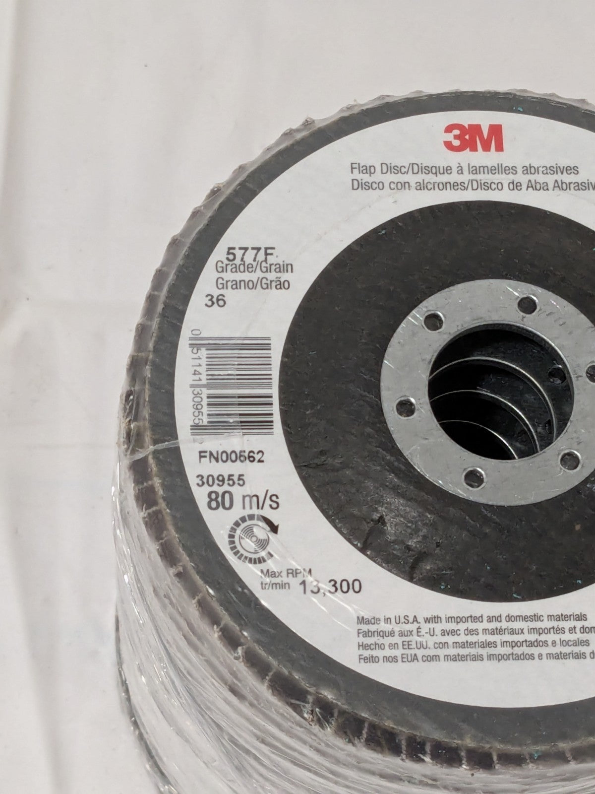 3M Flap Disc: 4-1/2" Dia, 7/8" Hole, 36G, ZA, Type 27 Qty 10 7010363142